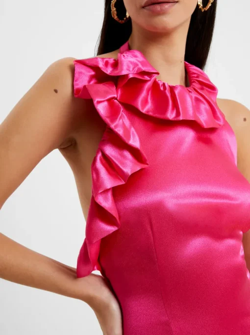 Adora Satin Ruffle Mini Dress