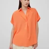 Crepe Light Cap Sleeve Popover Shirt