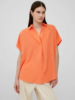 Crepe Light Cap Sleeve Popover Shirt