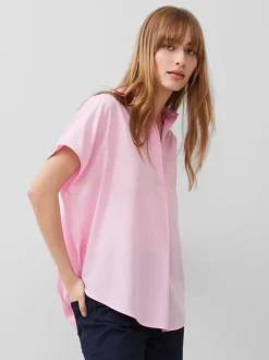 Crepe Light Cap Sleeve Popover Shirt