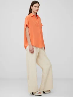 Crepe Light Cap Sleeve Popover Shirt
