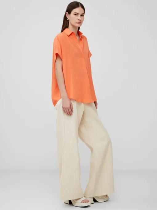 Crepe Light Cap Sleeve Popover Shirt