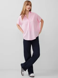 Crepe Light Cap Sleeve Popover Shirt