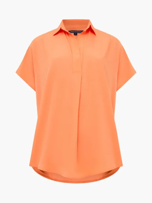 Crepe Light Cap Sleeve Popover Shirt