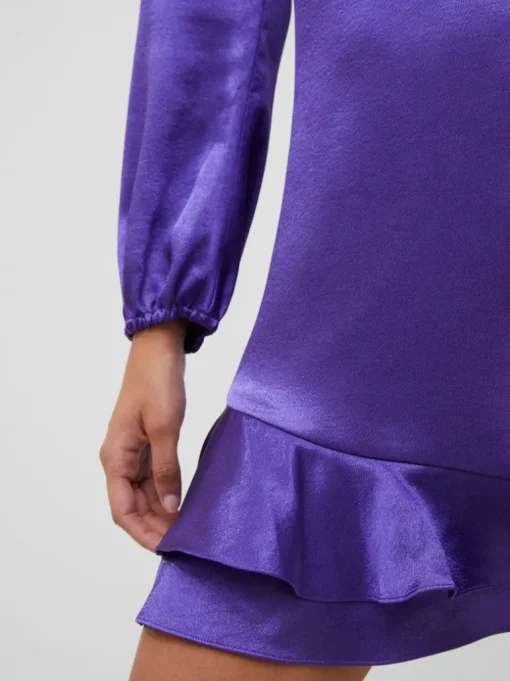 Denney Satin V-Neck Mini Dress