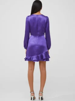 Denney Satin V-Neck Mini Dress