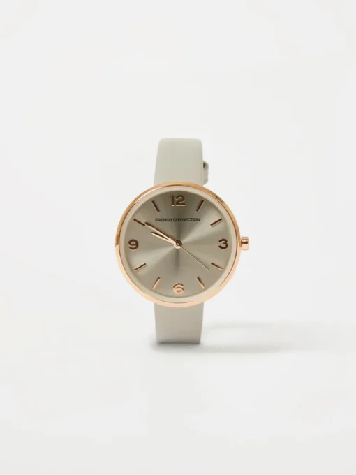 Grey Leather Strap Watch