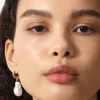 Irregular Faux Pearl Huggie Hoop Earrings