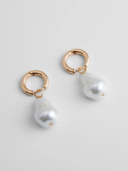 Irregular Faux Pearl Huggie Hoop Earrings