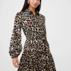 Leopard Print Belted Shirt Mini Dress