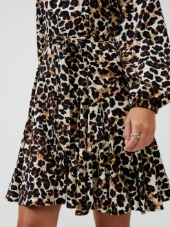 Leopard Print Belted Shirt Mini Dress