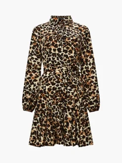 Leopard Print Belted Shirt Mini Dress