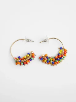Multi Rainbow Bead Hoop Earrings