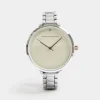 Silver Tone Bracelet Watch with White Dial