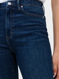 Stretch Denim Cigarette Fit Full Length Jeans