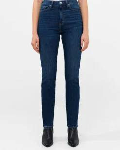 Stretch Denim Cigarette Fit Full Length Jeans
