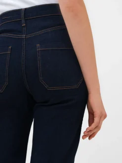 Stretch Denim Wide Flare Full Length Jeans