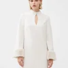 Whisper Ruth Faux Fur Trim Mini Dress