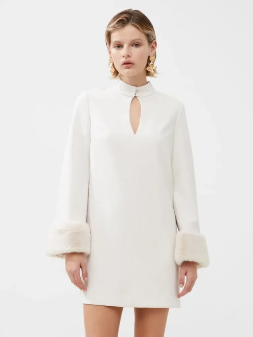 Whisper Ruth Faux Fur Trim Mini Dress