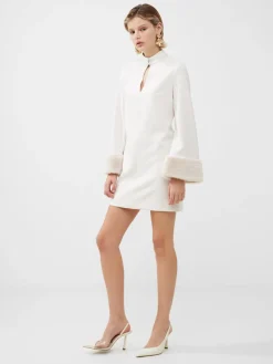 Whisper Ruth Faux Fur Trim Mini Dress