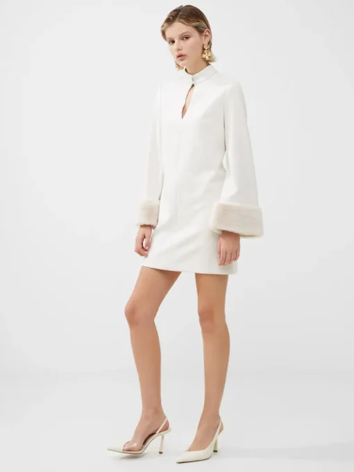 Whisper Ruth Faux Fur Trim Mini Dress