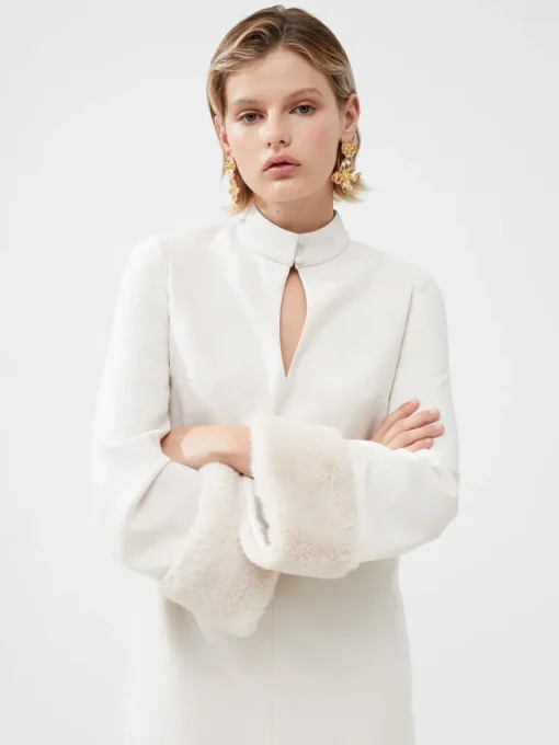 Whisper Ruth Faux Fur Trim Mini Dress
