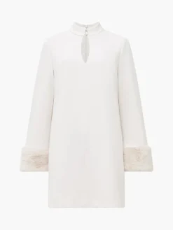 Whisper Ruth Faux Fur Trim Mini Dress