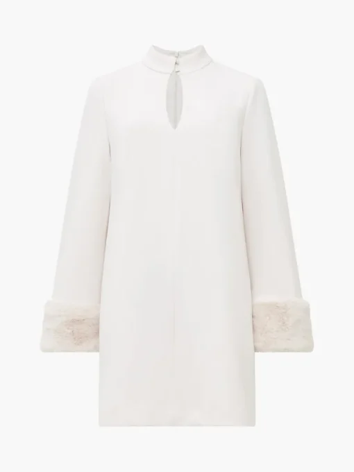 Whisper Ruth Faux Fur Trim Mini Dress